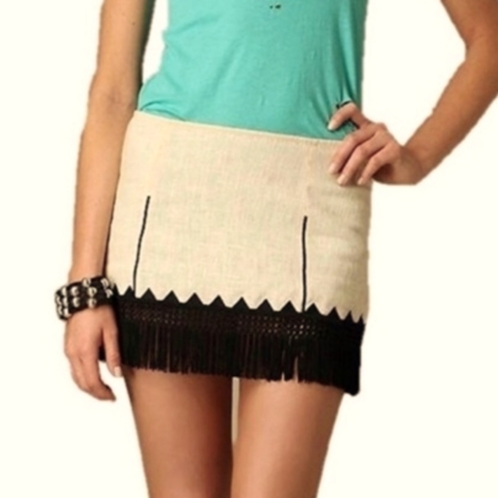 Free People * Fringe Linen Skirt * NWT* Sz 0 *
